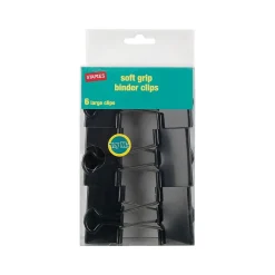 Clips & Fasteners|Staples Soft Grip 2" Binder Clips, Large, Black, 6/Pack (13726)