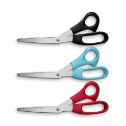 Scissors|Staples Stainless Steel General Purpose Scissors, Pointed Tip, Assorted Colors, 3/Pack (52748)
