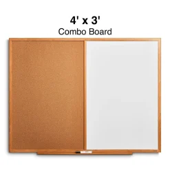 Dry Erase*Staples Standard Cork & Dry Erase Whiteboard, 4' x 3' (28324-CC)