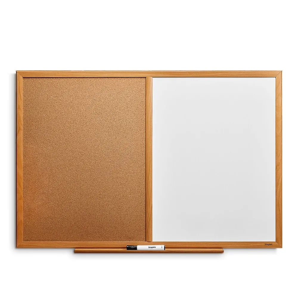 Dry Erase*Staples Standard Cork & Dry Erase Whiteboard, 3' x 2' (28323-CC)