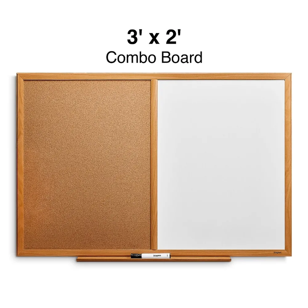 Dry Erase*Staples Standard Cork & Dry Erase Whiteboard, 3' x 2' (28323-CC)
