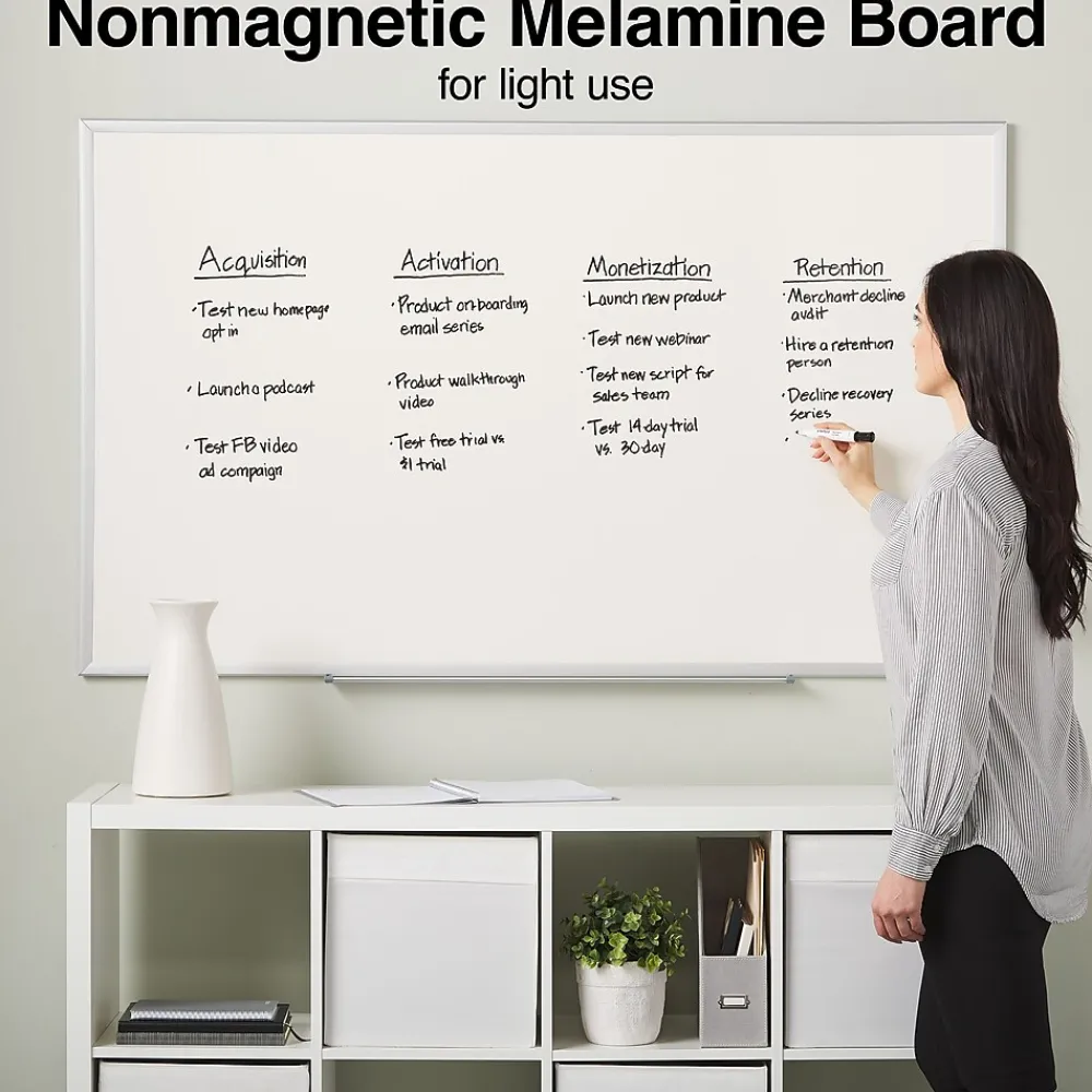 Dry Erase*Staples Standard Durable Melamine Dry-Erase Whiteboard, Aluminum Frame, 5' x 3' (52676/28326)