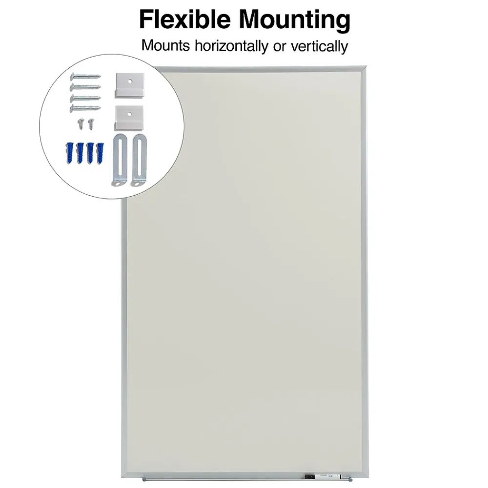 Dry Erase*Staples Standard Durable Melamine Dry-Erase Whiteboard, Aluminum Frame, 5' x 3' (52676/28326)