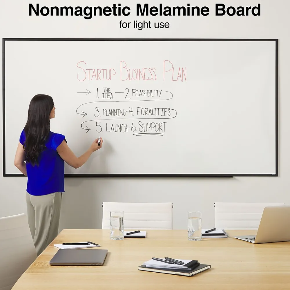 Dry Erase*Staples Standard Durable Melamine Dry-Erase Whiteboard, Aluminum Frame, 8' x 4' (52684-CC)