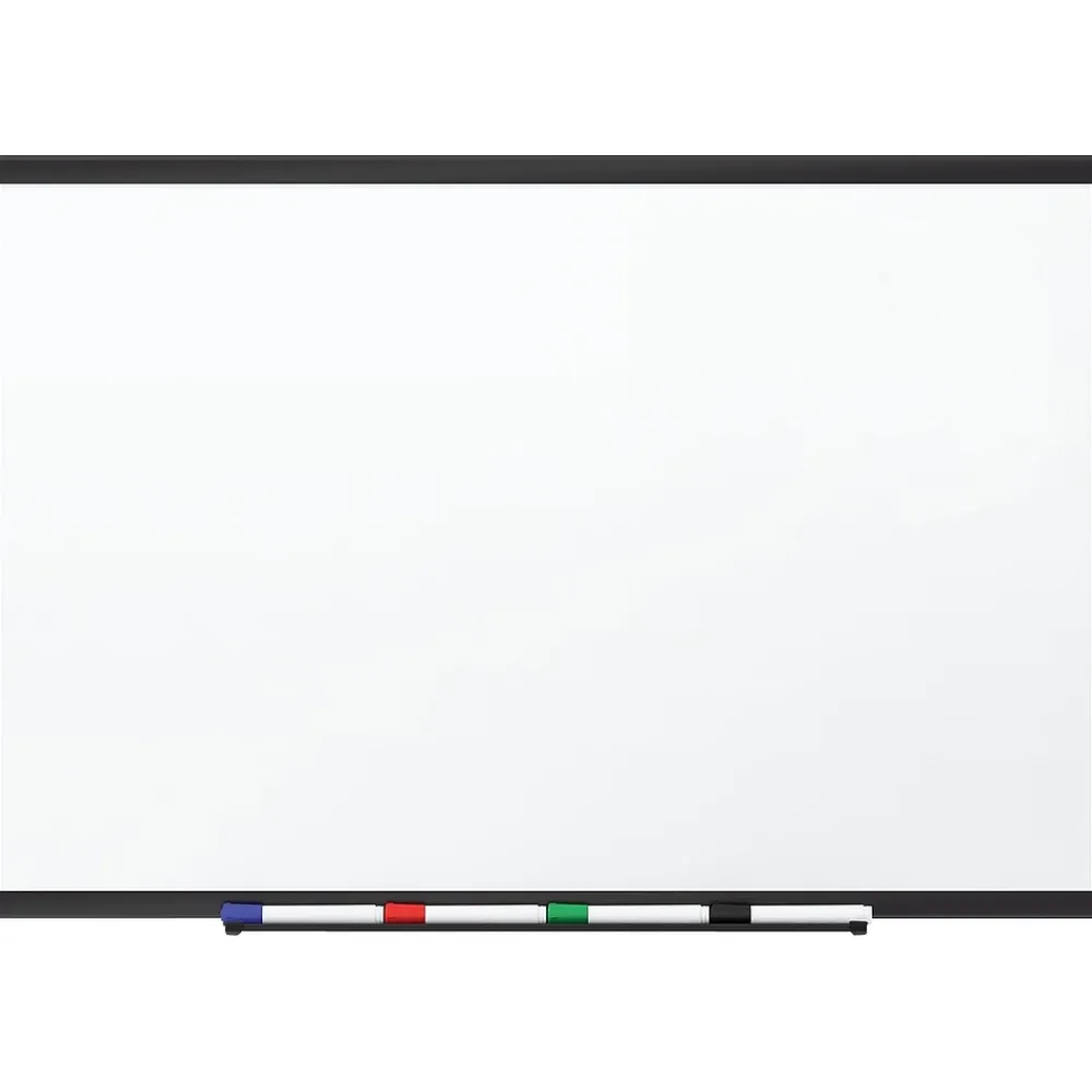 Dry Erase*Staples Standard Durable Melamine Dry-Erase Whiteboard, Black Aluminum Frame, 4' x 3' (52681/28681)