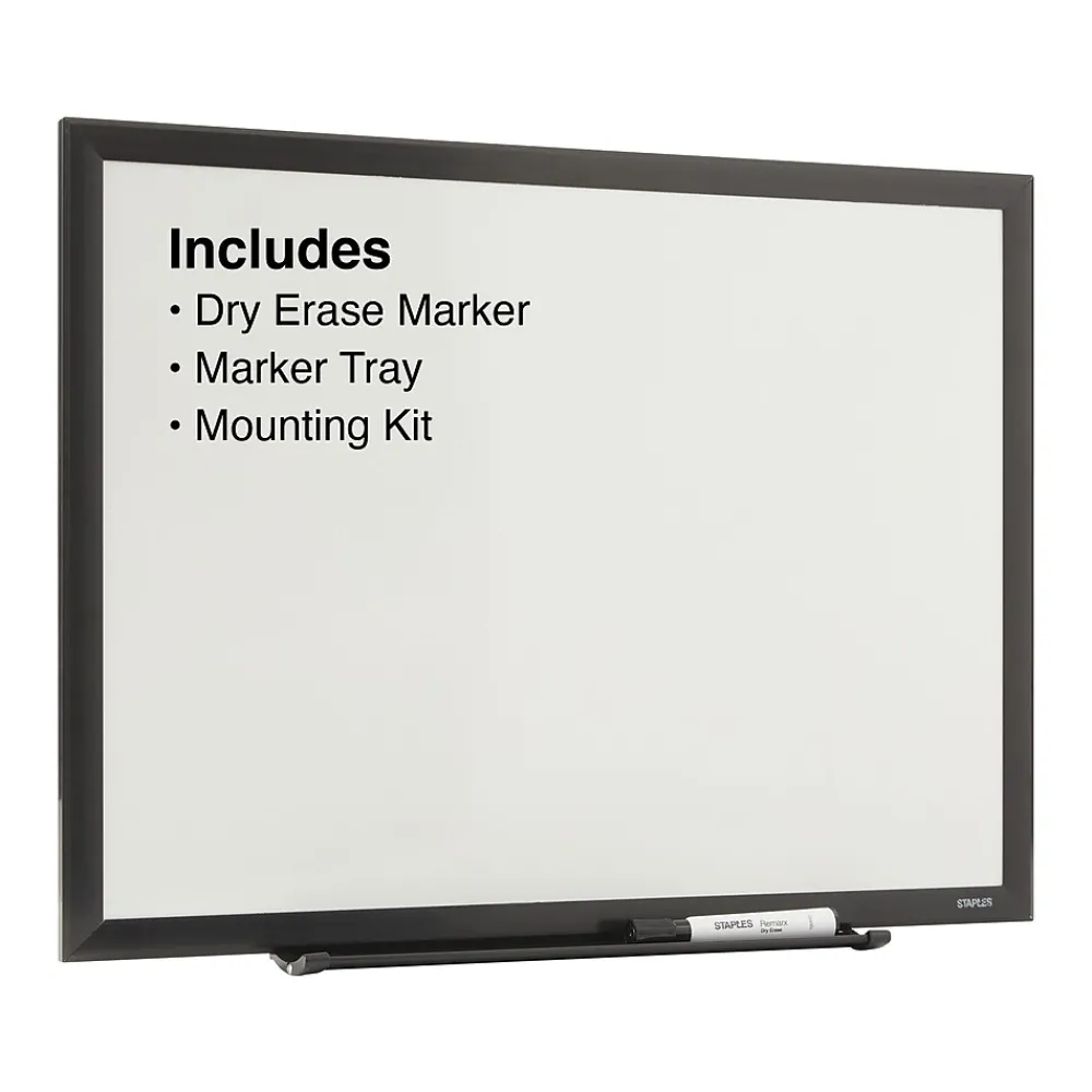 Dry Erase*Staples Standard Melamine Dry-Erase Whiteboard, Aluminum Frame, 2' x 1.5' (52679/28679)