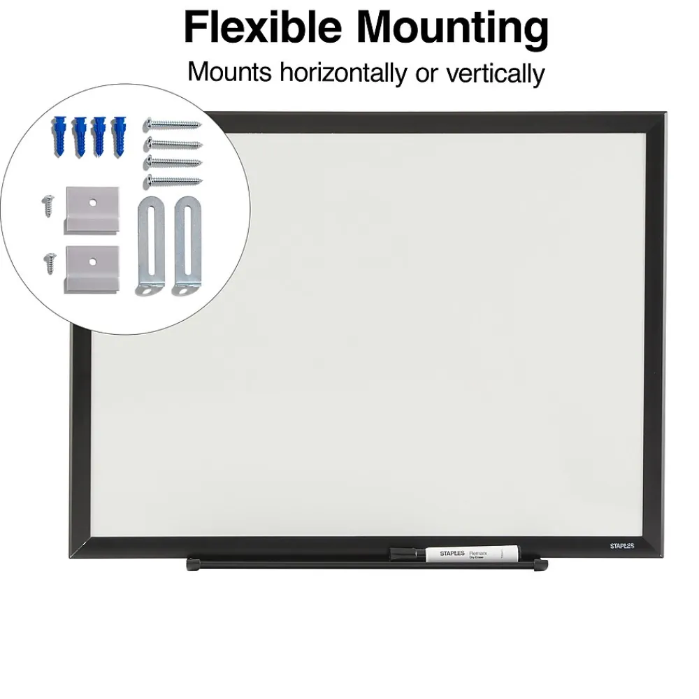 Dry Erase*Staples Standard Melamine Dry-Erase Whiteboard, Aluminum Frame, 2' x 1.5' (52679/28679)