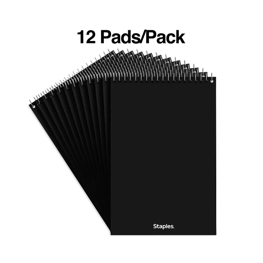 Notepads|Staples Steno Pad, 6" x 9", Gregg Ruled, White, 80 Sheets/Pad, Dozen (ST57354/TR57354)