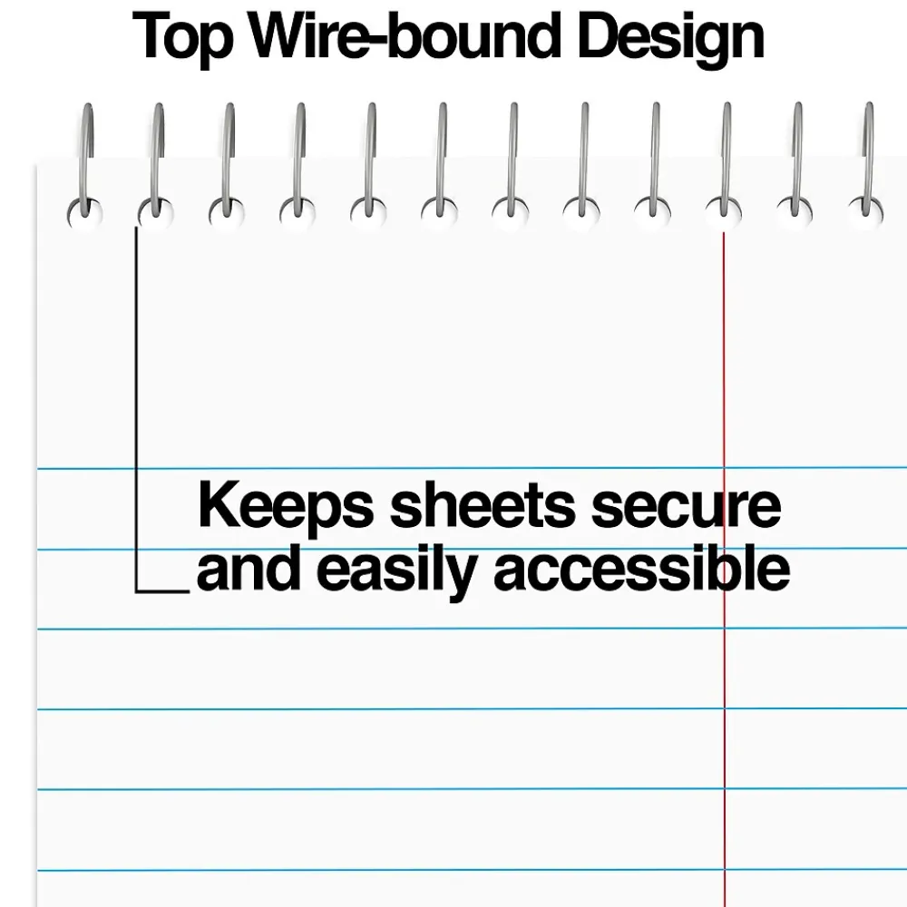 Notepads|Staples Steno Pad, 6" x 9", Gregg Ruled, White, 80 Sheets/Pad, Dozen (ST57354/TR57354)