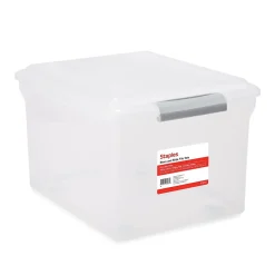 File Storage|Staples Store & Slide Plastic File Box Latching, Letter/Legal Size, Clear (140167/139997)