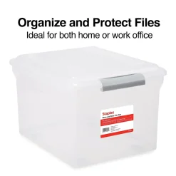 File Storage|Staples Store & Slide Plastic File Box Latching, Letter/Legal Size, Clear (140167/139997)