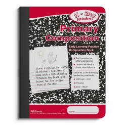 Notebooks|Staples 1-Subject Composition Notebooks, 7.5" x 9.75", Primary Ruled, 100 Sheets, Black/Red (42079C)