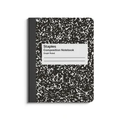 Subject Notebooks|Staples 1-Subject Composition Notebook, 7.5" x 9.75", Graph Ruled, 80 Sheets, Black, 24/Carton (20075CT)