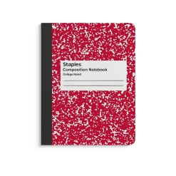 Notebooks|Staples 1-Subject Composition Notebooks, 7.5" x 9.75", College Ruled, 100 Sheets, Assorted Colors, 48/Carton (TR55063MCT)
