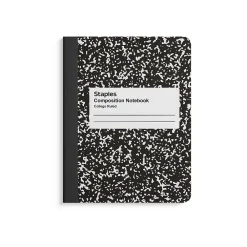Notebooks|Staples 1-Subject Composition Notebooks, 7.5" x 9.75", College Ruled, 100 Sheets, , 4/Pack (ST58371C) Black