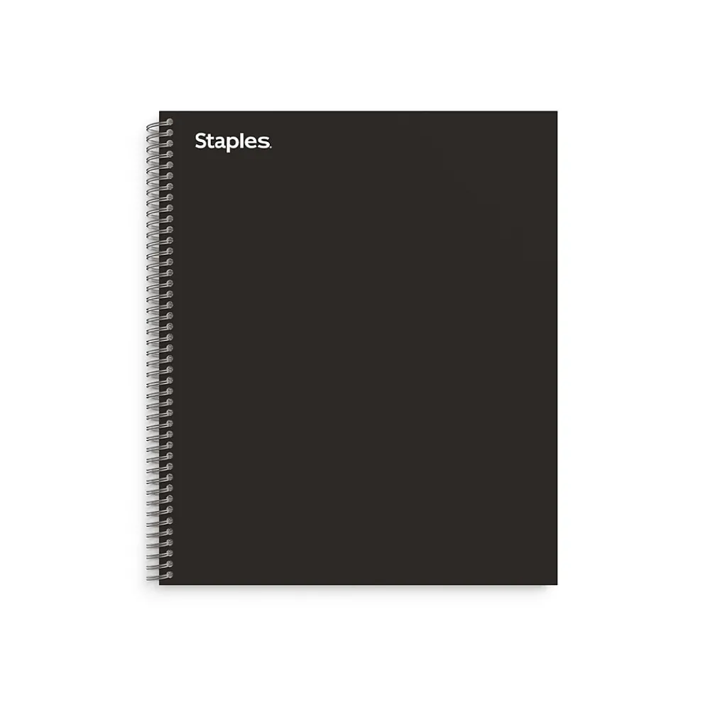 Subject Notebooks|Staples 5-Subject Notebook, 8.5" x 11", College Ruled, 200 Sheets, Black (TR58363)