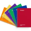 Notebooks|Staples 1-Subject Notebooks, 8" x 10.5", Wide Ruled, 70 Sheets, Assorted Colors, 6/Pack (ST11667C)