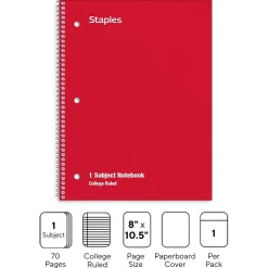 Notebooks|Staples 1-Subject Notebooks, 8