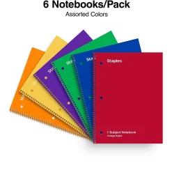 Subject Notebooks|Staples 1-Subject Notebooks, 8