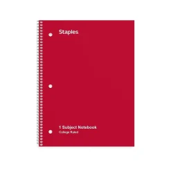 Subject Notebooks|Staples ® 1-Subject Subject Notebooks, Other, College Ruled, 100 Sheets, Black (42077M)