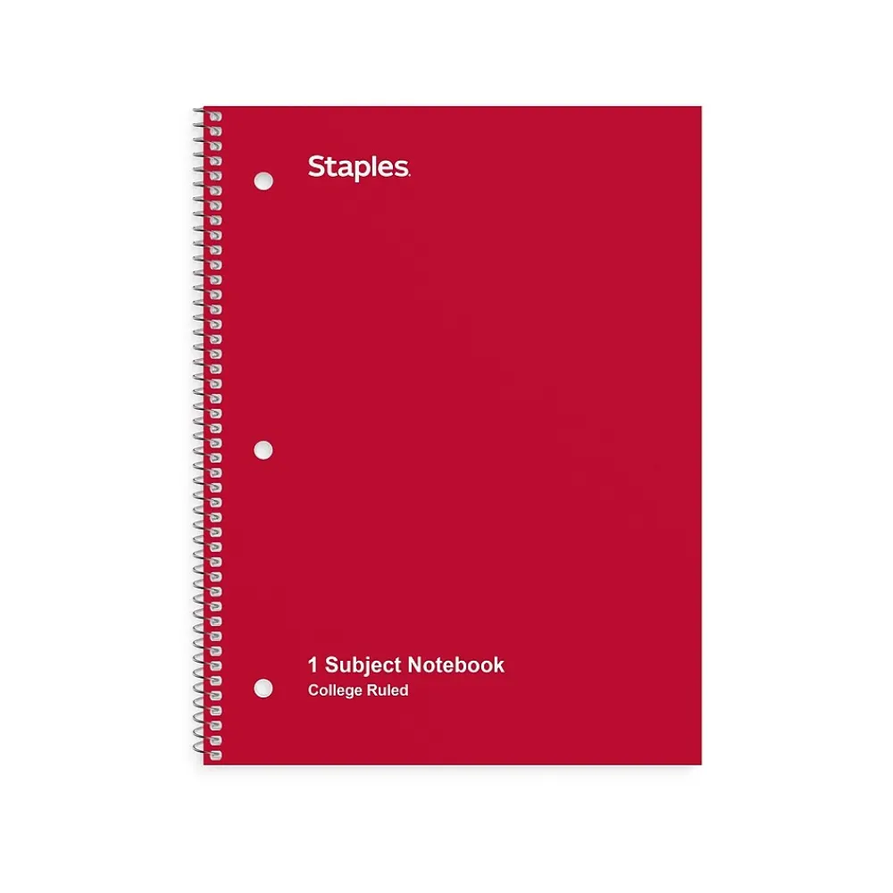 Subject Notebooks|Staples ® 1-Subject Subject Notebooks, Other, College Ruled, 100 Sheets, Black (42077M)