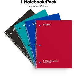 Subject Notebooks|Staples ® 3-Subject Subject Notebooks, 8.5