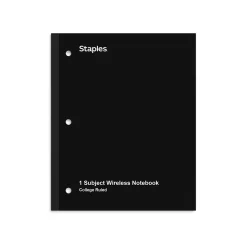 Subject Notebooks|Staples ® 1-Subject Subject Notebooks, 8.5" x 11", College Ruled, 100 Sheets, Assorted (27628/54896)