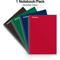Subject Notebooks|Staples ® 3-Subject Subject Notebooks, College Ruled, 150 Sheets, Assorted (83360)