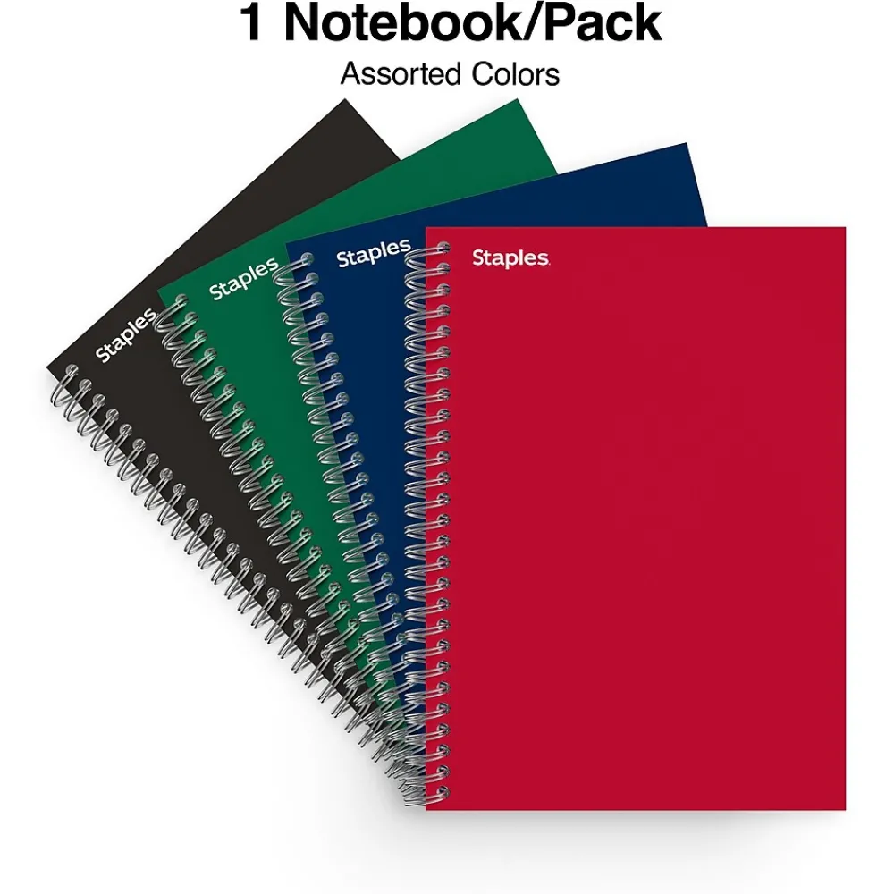 Subject Notebooks|Staples ® 1-Subject Subject Notebooks, 5" x 7", College Ruled, 100 Sheets, Assorted (83357)