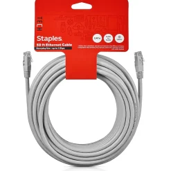 Staples TECH 50' Cat-6 Ethernet Cable, Male to Male, Gray (ST62447)