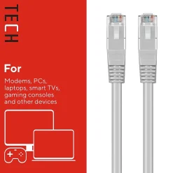 Staples TECH 50' Cat-6 Ethernet Cable, Male to Male, Gray (ST62447)