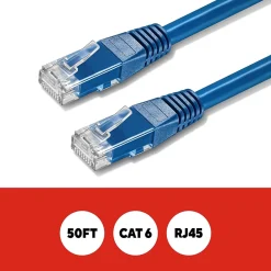 Staples TECH 50' Cat-6 Ethernet Cable, Male to Male, Blue (ST62450)