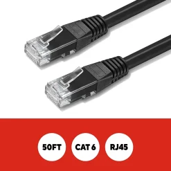 Staples TECH 50' Cat-6 Ethernet Cable, Male to Male, Black (ST62448)