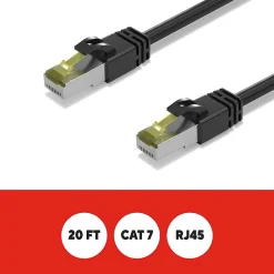 Staples TECH 20 ft. Cat 7 Ethernet Cable, Male to Male, Black (ST62462)