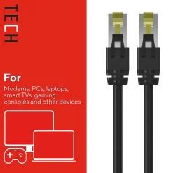 Staples TECH 20 ft. Cat 7 Ethernet Cable, Male to Male, Black (ST62462)