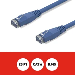 Staples TECH 25 ft. Cat-6 Ethernet Cable, Male to Male, Blue (ST62451)