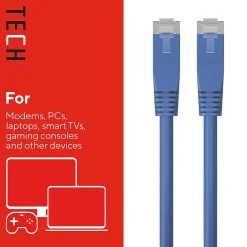 Staples TECH 7 ft. Cat-6 Ethernet Cable, Male to Male, Blue (ST62454)