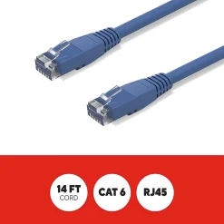 Staples TECH 14 ft. Cat-6 Ethernet Cable, Male to Male, Blue (ST62455)
