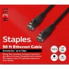 Staples TECH 50 ft. Cat-6 Ethernet Cable, Male to Male, Black, 10/Pack (ST62459)