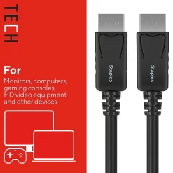Staples TECH 6 ft. Display Port to Display Port Audio/Video Cable, Male to Male, Black (ST62469)