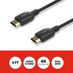 Staples TECH 4 ft. HDMI to HDMI Audio/Video Cable, Male to Male, Black (ST62468)