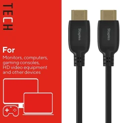 Staples TECH 4 ft. HDMI to HDMI Audio/Video Cable, Male to Male, Black (ST62468)