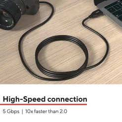 Staples TECH 6 ft. USB-A to Micro USB Type B Cable, Male to Male, Black (ST62441)