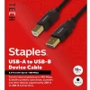 Staples TECH 10 ft. USB-A to USB-B 2.0 Cable, Male to Male, Black (ST62443)