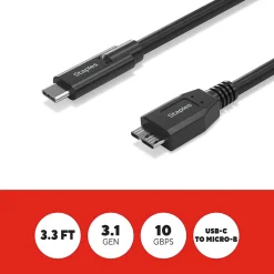 Staples TECH 3.3 ft. USB-C to Micro USB Type-B Audio/Video Cable, Male to Male, Black (ST62445)