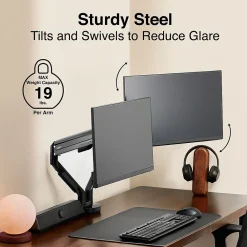 Clearance Staples TECH Adjustable Dual Arms, Up to 30" Monitor, Black (51729-CC)