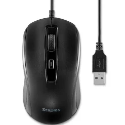 Best Staples TECH Ambidextrous Optical USB Mouse, Black (ST62598)
