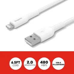 Lightning to USB-A Charging Cable, 6.6 ft., White (ST62331)<Staples TECH