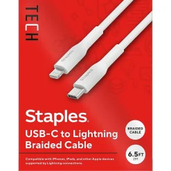 Lightning to USB-C Charging Cable, 6.5 ft., White (ST62333)<Staples TECH Hot