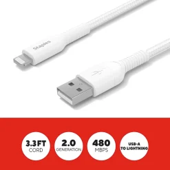 Lightning to USB-A Charging Cable, 3.3 ft., White (ST62329)<Staples TECH Clearance